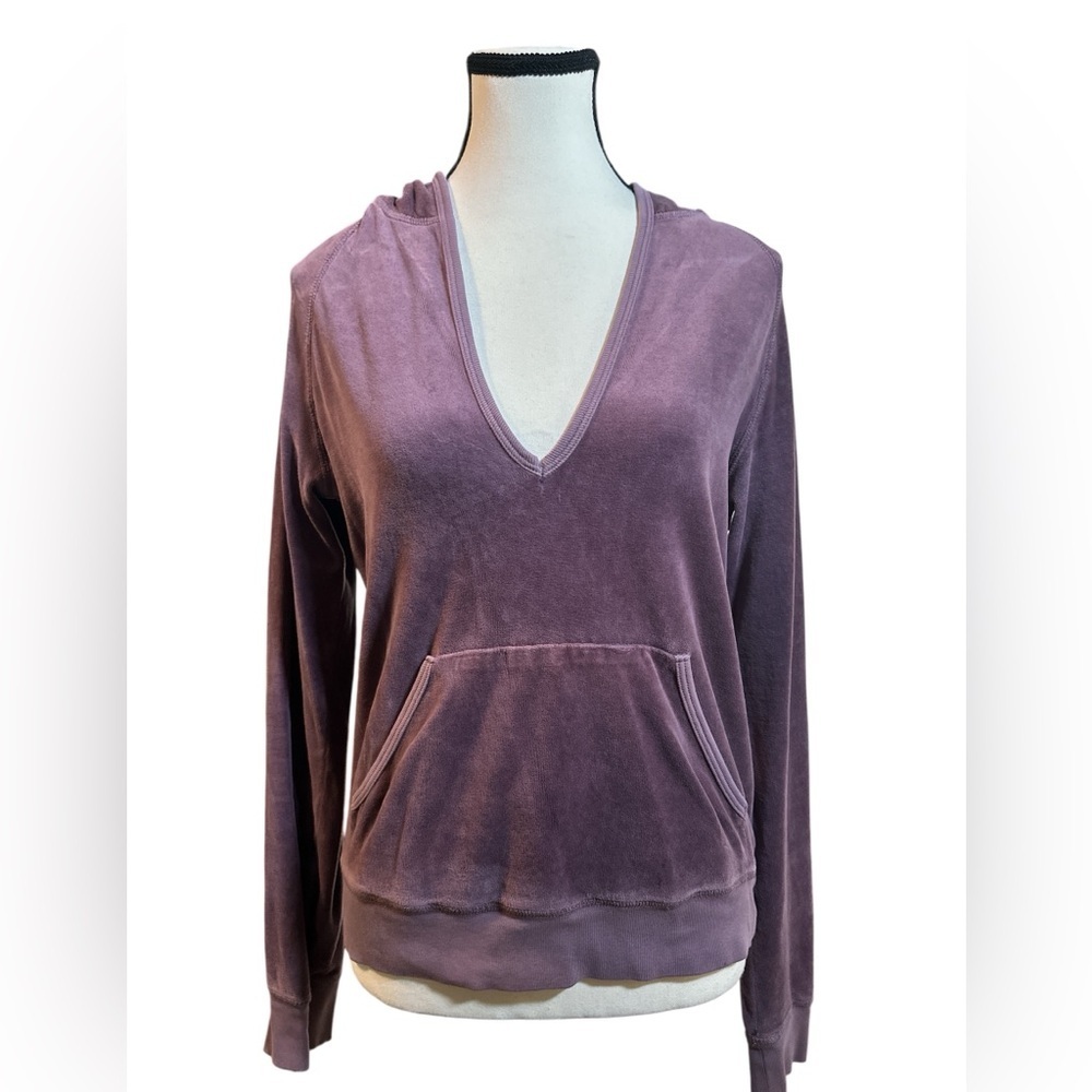 Juicy Couture Mauve V-Neck Velour Hoodie